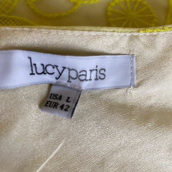 Lucy Paris Reece Lace Crop Shell, Size L Neon Bright Yellow - Picture 8 of 15